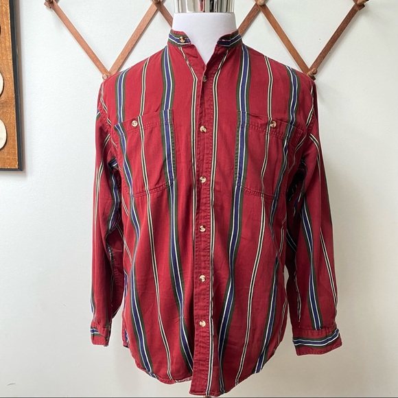 Vintage Other - 🍄 5/$30 Vintage Striped Mandarin Shirt